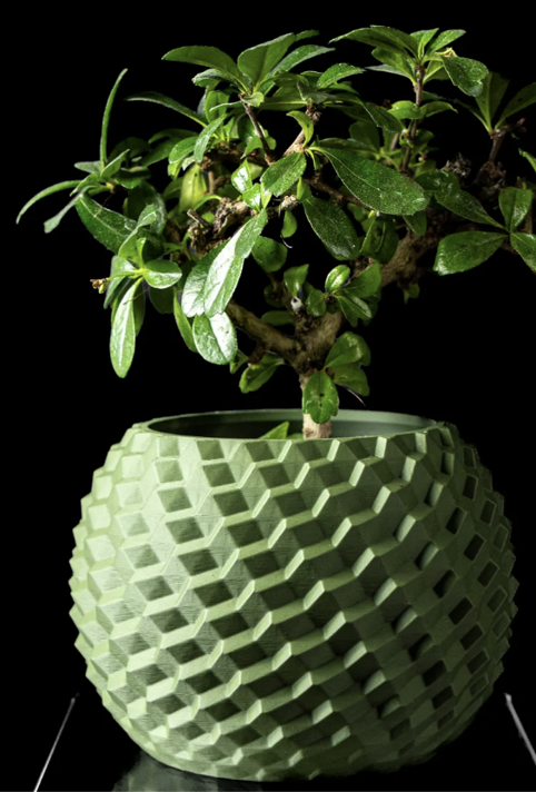 Design-Blumentopf "GeoGlobe big" aus 3D-Druck – modern & strukturiert