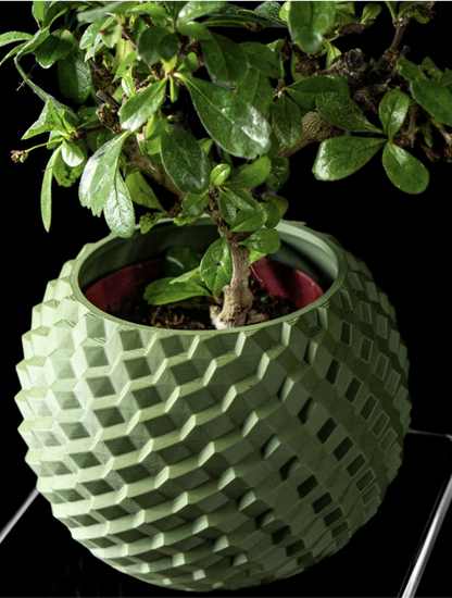 Design-Blumentopf "GeoGlobe big" aus 3D-Druck – modern & strukturiert