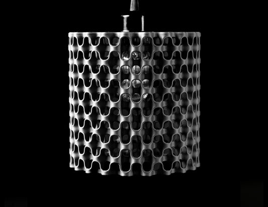 Pendelleuchte „Grid Tube“ – 3D-gedruckter Zylinder-Lampenschirm im Mesh-Design