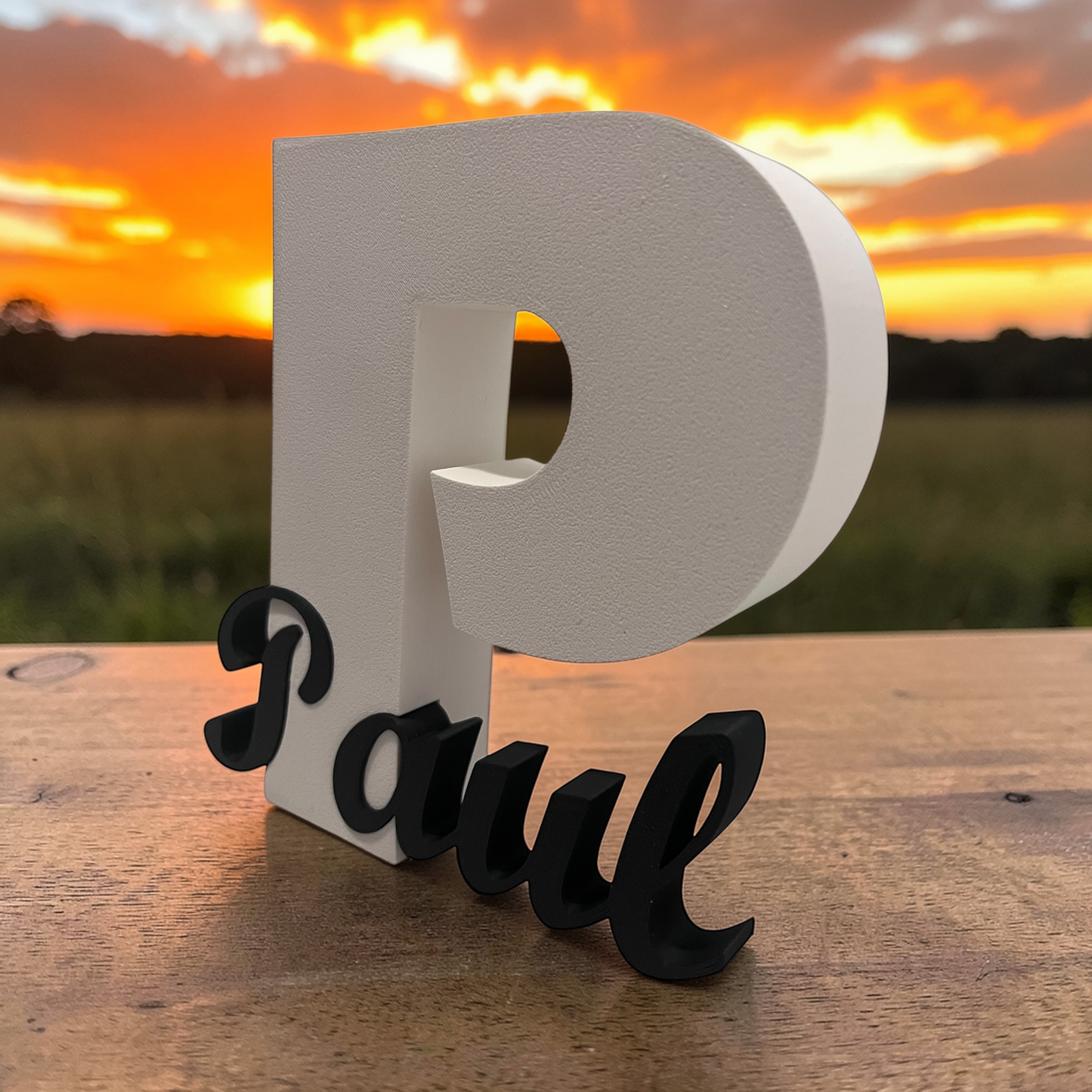Personalisiertes 3D-Namensschild mit Initiale